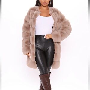 FN With Love Faux Fur Coat - Mocha